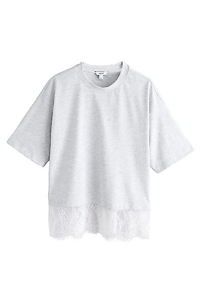 Next T-Shirt Kurzarm-T-Shirt mit Spitzensaum (1-tlg) günstig online kaufen