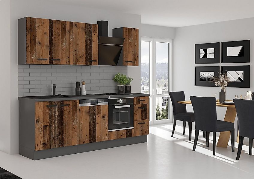 Küchen-Preisbombe Küchenzeile OLD STYLE Basic 240 cm Küchenzeile Küchenbloc günstig online kaufen