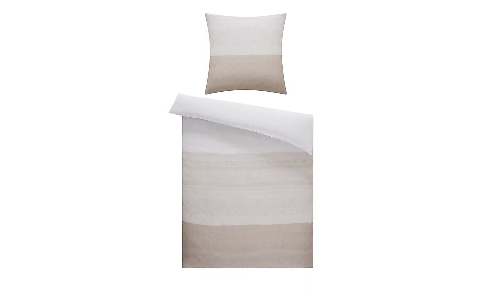 LAVIDA Satin Bettwäsche  Streifen - beige - 100% Baumwolle - 135 cm - Scont günstig online kaufen