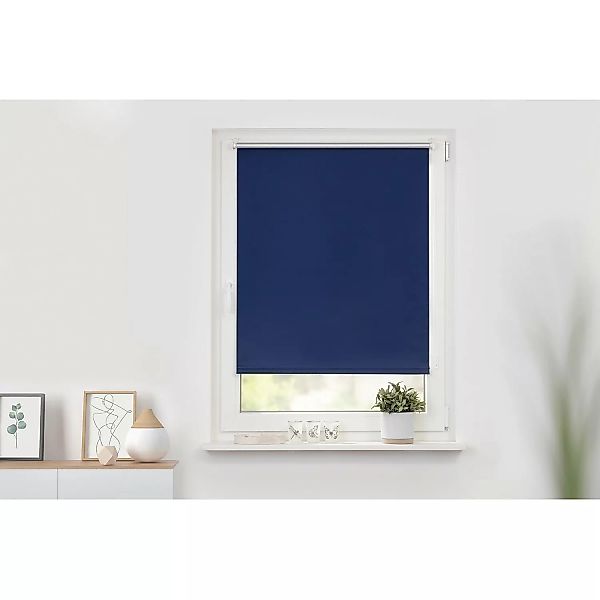 Thermo Klebe-/Klemmrollo Verdunklungsqualität blau B/L: ca. 70x150 cm günstig online kaufen