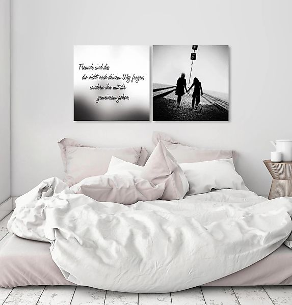 queence Leinwandbild "Freunde", Foto-Menschen-Kunst-Modern-Spa-Spa Bilder-S günstig online kaufen