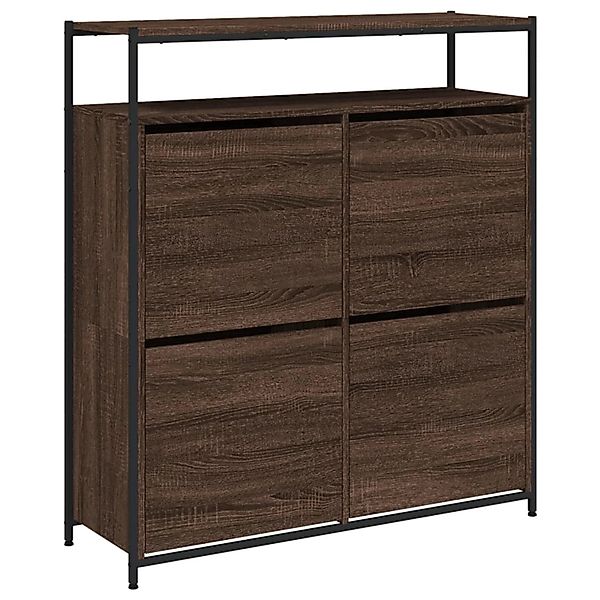 vidaXL Schuhschrank mit 4 Klappen Braun Eiche-Optik 100x34x112 cm 3214417 günstig online kaufen
