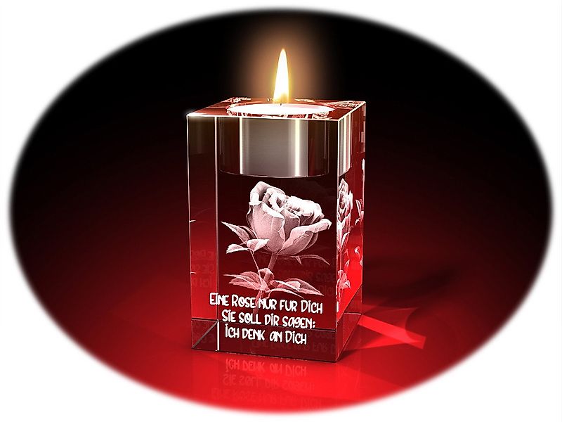 GLASFOTO.COM Teelichthalter Valentinstag, Rose + Ich denk an dich günstig online kaufen