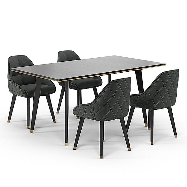 Vicco Essgruppe Goldamo, Schwarz/Gold, 200 x günstig online kaufen