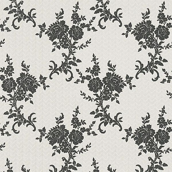 Bricoflor Barock Tapete in Schwarz Weiß Florale Papiertapete mit Vinyl für günstig online kaufen