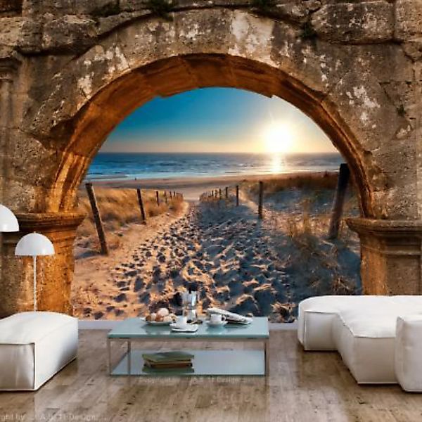 artgeist Fototapete Arch and Beach mehrfarbig Gr. 250 x 175 günstig online kaufen