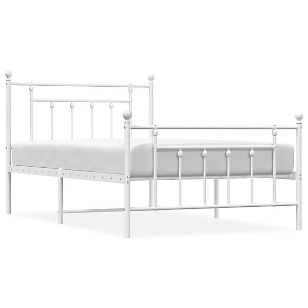 vidaXL Bettgestell mit Kopf- und Fußteil Metall Weiß 107x203 cm Modell 1518 günstig online kaufen