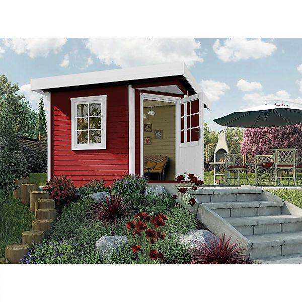 Weka Holz-Gartenhaus Flachdach Lasiert 298 cm x 338 cm günstig online kaufen