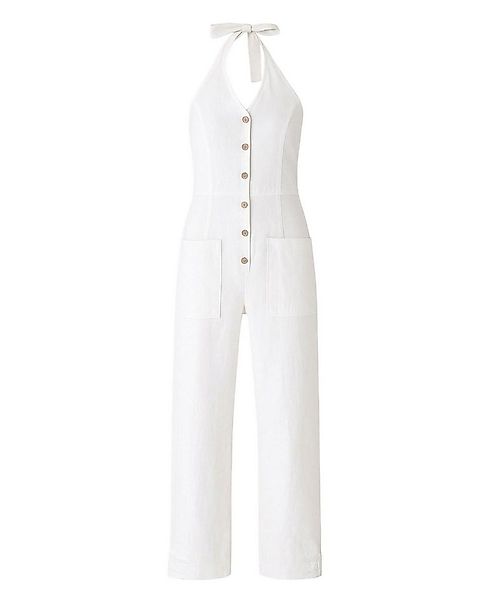 WENOR Overall Damen Jumpsuit Leinen-Viskose mit Knöpfen & Nackenbindung Nat günstig online kaufen