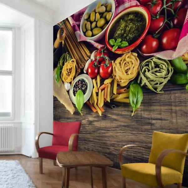 Bilderwelten Küchentapete Pasta bunt Gr. 384 x 255 günstig online kaufen