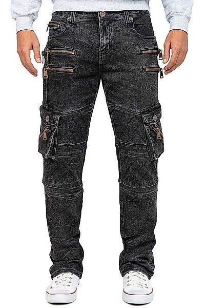 Kosmo Lupo 5-Pocket-Jeans Herren Regular Fit Jeans Stonewashed KM060 Black günstig online kaufen