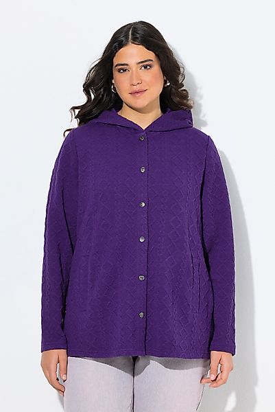 Ulla Popken Sweatjacke Hoodie-Jacke Zopfmuster Druckknöpfe günstig online kaufen