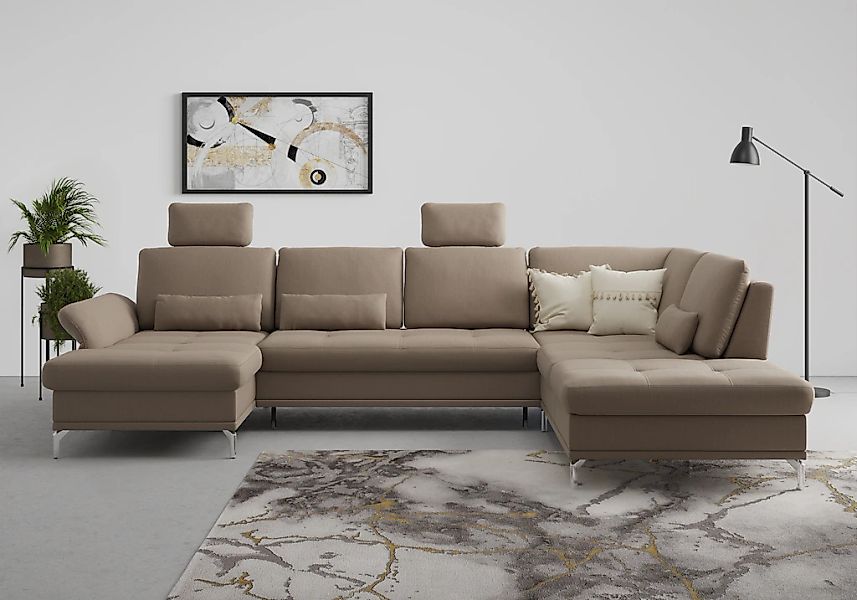 Home affaire Wohnlandschaft "Palm Beach U-Form" Federkern, mit Sitztiefenve günstig online kaufen