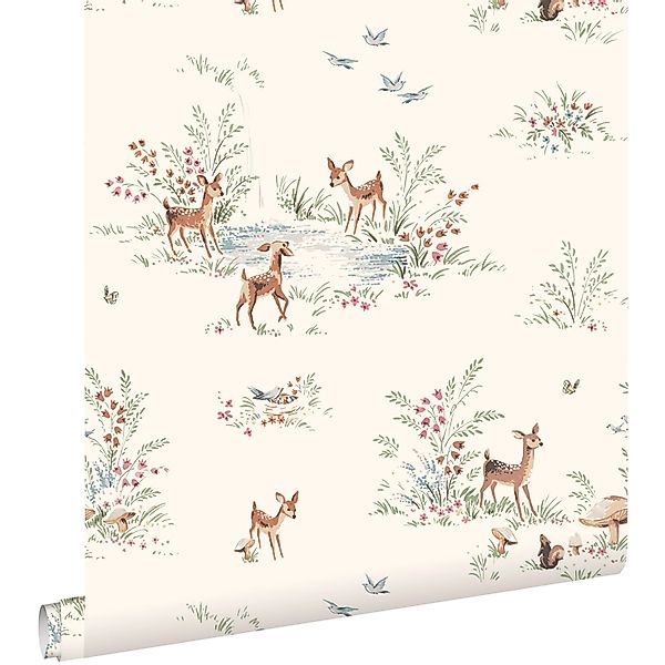 ESTAhome Tapete Hirsche Crème-Beige 50 x 900 cm günstig online kaufen
