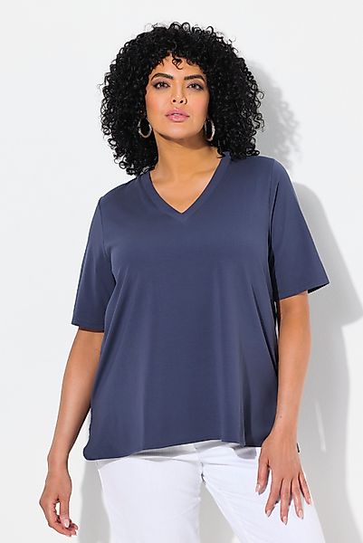 Ulla Popken T-Shirt T-Shirt Materialmix A-Linie günstig online kaufen