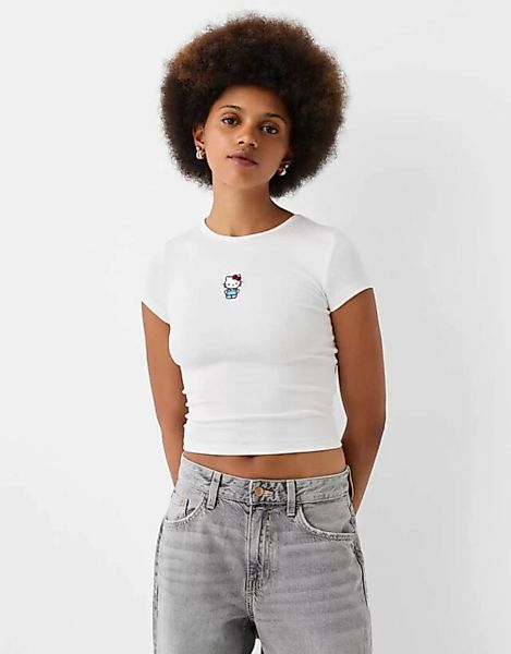 Bershka T-Shirt Hello Kitty Mit Kurzen Ärmeln Damen Xl Grbrochenes Weiss günstig online kaufen