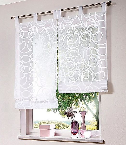my home Raffrollo Tanaro, mit Schlaufen, halbtransparent, Voile, Polyester, günstig online kaufen