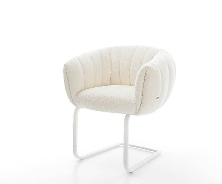 Freischwinger Jada-Flex Bouclé Weiß Freischwinger flach Weiß Taschenfederke günstig online kaufen