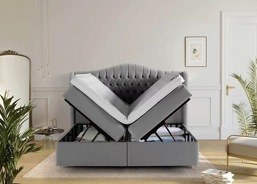 BettCo Stauraumbett Maison (in Grau Velours, 160 x 200 cm), XXL Bettkasten günstig online kaufen