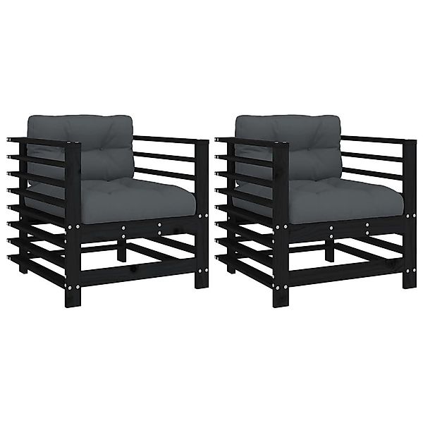 vidaXL Sofaelement Gartenstühle mit Kissen 2 günstig online kaufen