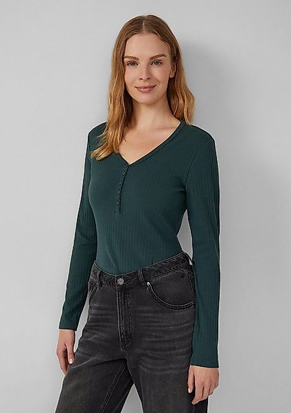 s.Oliver Langarmshirt T-Shirt Ripp-Langarmshirt mit Knopfleiste im Slim Fit günstig online kaufen