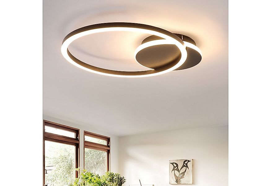 ZMH LED Deckenleuchte Wohnzimmer - 24W 2-Ringen Deckenlampe 3000K Flur Meta günstig online kaufen