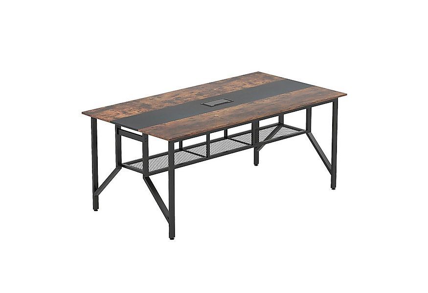 COSTWAY Konferenztisch, Besprechungstisch mit Mesh-Ablagefach & Kabeldurchf günstig online kaufen