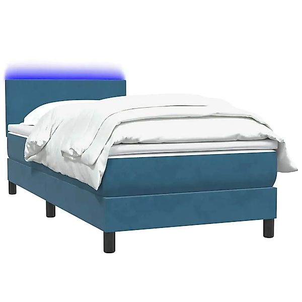 vidaXL Boxspringbett mit Matratze & LED Dunkelblau 90x210 cm Samt 3316675 günstig online kaufen