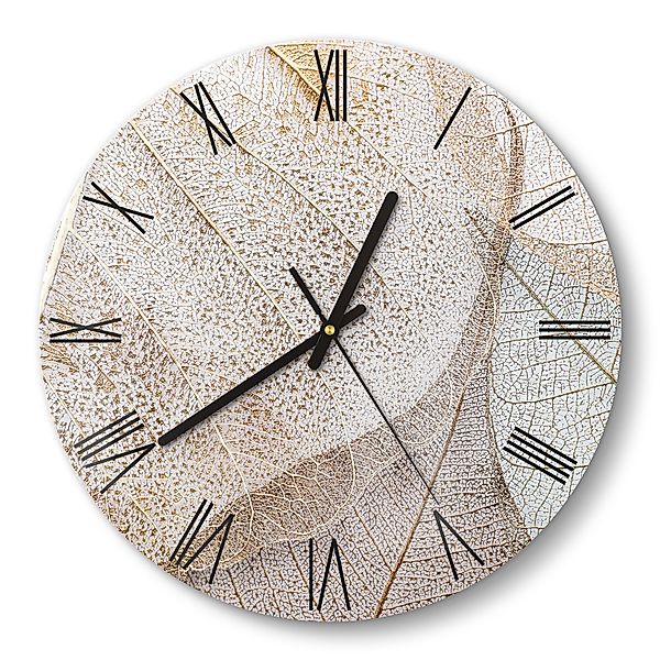 DEQORI Wanduhr 'Zarte Blattstrukturen' (Glas Glasuhr günstig online kaufen