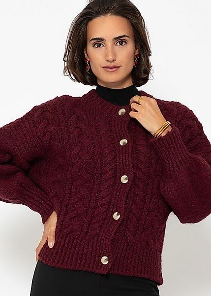 SASSYCLASSY Cardigan Oversize Strickjacke Damen mit Zopfmuster Elegant Läss günstig online kaufen