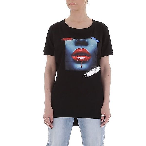 Ital-Design T-Shirt Damen Freizeit Print Stretch T-Shirt in Schwarz günstig online kaufen