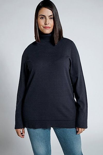 Ulla Popken Strickpullover Rollkragenpullover breite Rippbündchen Langarm günstig online kaufen