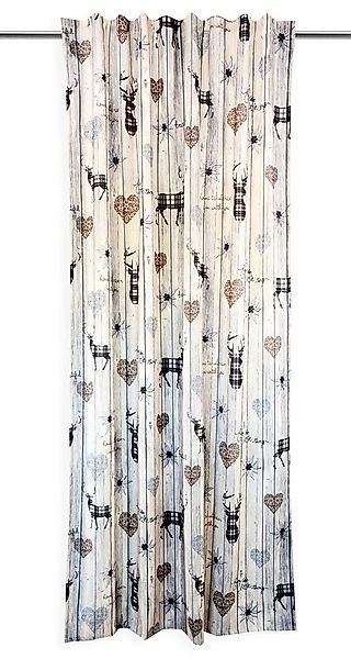 Clever-Kauf-24 Vorhang Schlaufenschal Hirsch Landhaus braun 135x145/ 175/ 2 günstig online kaufen