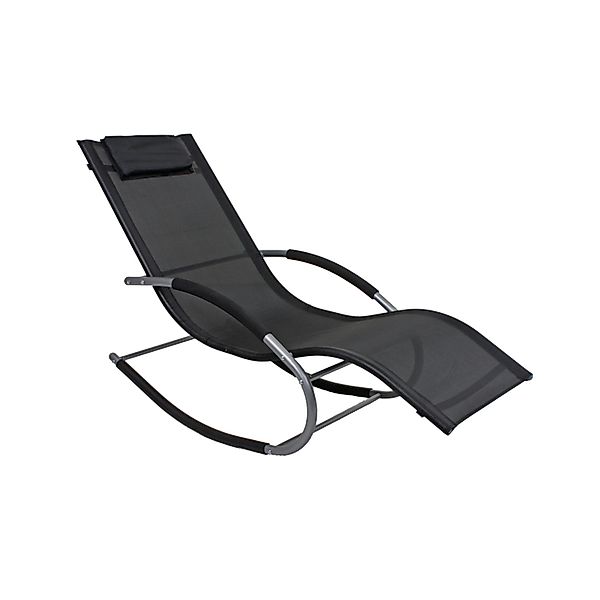 Jardinion Schaukelliege 146cm x 62cm x 89cm Schwarz Relax Liegestuhl günstig online kaufen