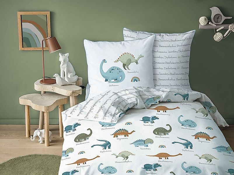 MTOnlinehandel Kinderbettwäsche Dino 135x200 + 80x80 cm 2 tlg., 100 % Baumw günstig online kaufen