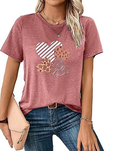 PYL T-Shirt Damen Sommer Casual Basic Rundhalsshirt mit Kurzarm Locker Tee günstig online kaufen