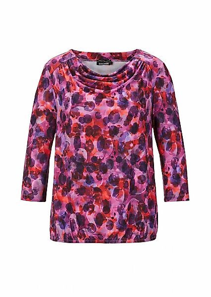 GOLDNER Print-Shirt "Kurzgröße Blusenshirt mit Wasserfallausschnitt" günstig online kaufen