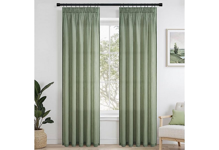 Topfinel Gardine Leinenoptik vorhänge mit kräuselband halbtransparent wohnz günstig online kaufen