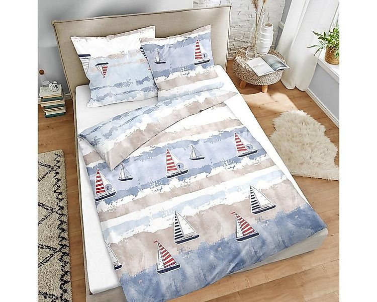 TRAUMSCHLAF Bettwäsche Segelboote, Biber, 2 teilig, Biberbettwäsche weich u günstig online kaufen