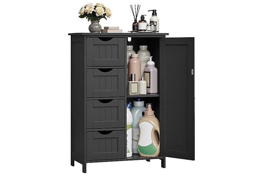 VASAGLE Badmöbel-Set Badezimmerschrank Badschrank Beistellschrank, mit 4 Sc günstig online kaufen