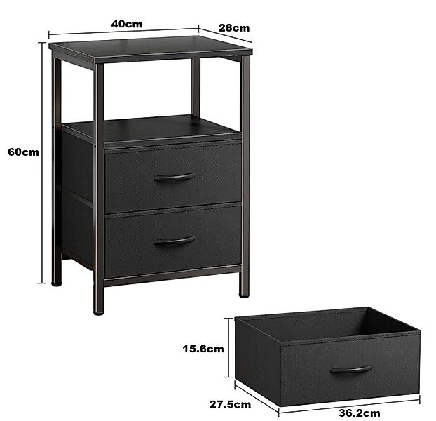 Forrlite Nachttisch Nachttisch mit Stoffschublade,Beistelltisch,mit Staurau günstig online kaufen