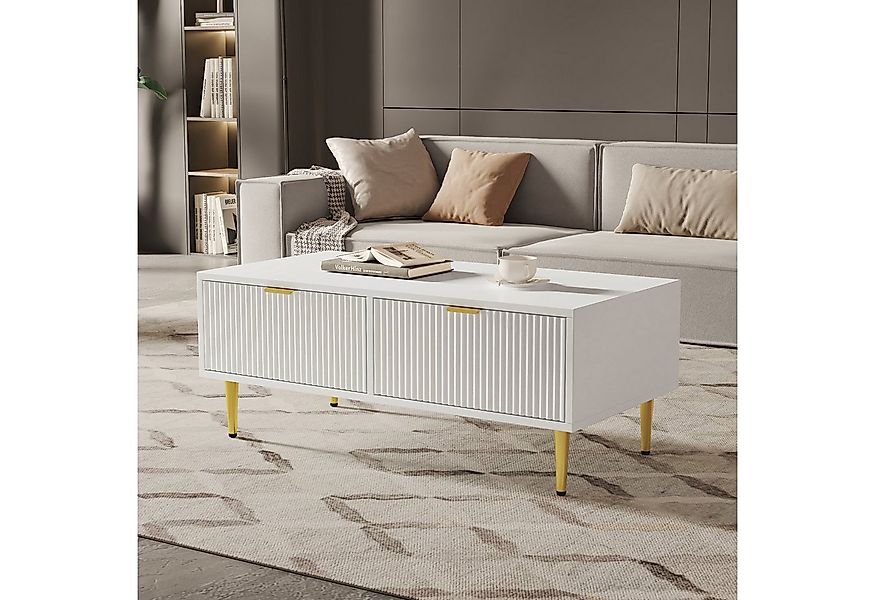 Merax Couchtisch, mit Schubladen und offenen Fach, Bestelltisch mit Metallf günstig online kaufen