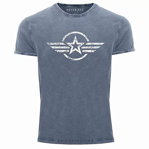 Neverless Print-Shirt Herren Vintage Shirt Airforce Stern Army Military Auf günstig online kaufen