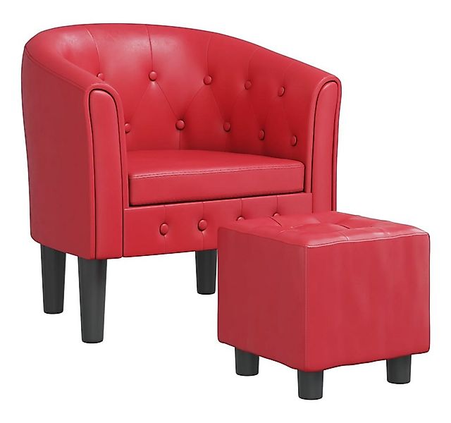 vidaXL Sessel Clubsessel mit Fußhocker Rot Kunstleder (1-St) günstig online kaufen