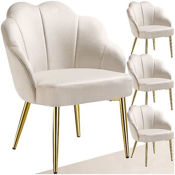 tectake Esszimmerstuhl Cocktailsessel Hellen, gepolstert mit Samtbezug (Set günstig online kaufen