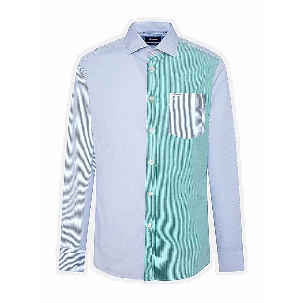 FaÇonnable Contemporary Massena Bengal Stripe Patch Langarm Hemd 2XL Blue / günstig online kaufen