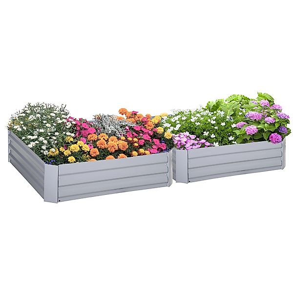 Outsunny Garten-Bett Set Stahl Grau 100L x 100B x 30H cm günstig online kaufen