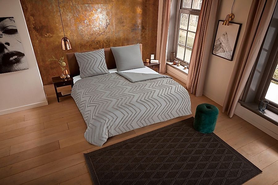 PURE luxury collection Bettwäsche "Zigzag" 2 Stk. tlg. Mikrofaser, 135x200, günstig online kaufen