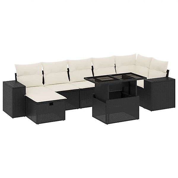 vidaXL 8-Tlg Garten-Sofagarnitur mit Kissen Schwarz Poly Rattan 3275306 günstig online kaufen