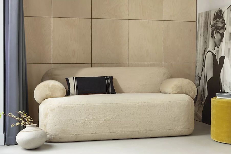 WOOOD Sofa Sofa Jolie 2-Sitzer - Kunstpelz Natur, freistellbar günstig online kaufen